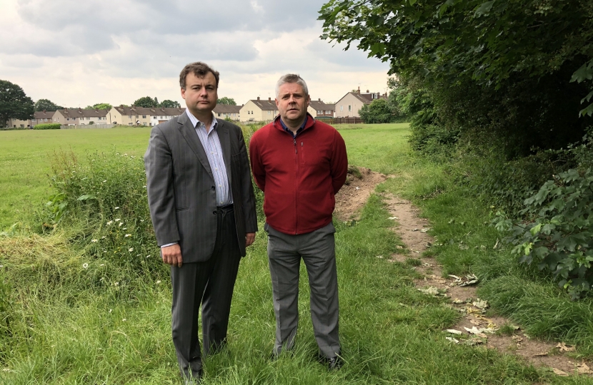 Councillors Ridley and Male at the Ponderosa fields