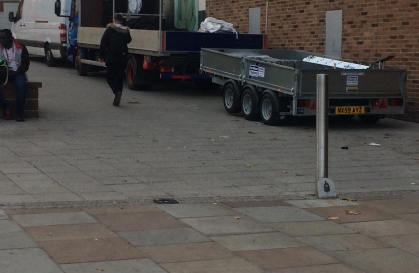 Vans accessing broad st through the broken bollards