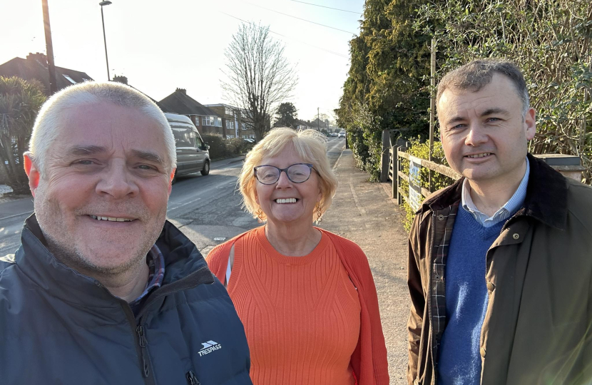 Cllr Peter Male with Cllr Julia Lepoidevin and Cllr Gary Ridley on Upper Eastern Green Lane