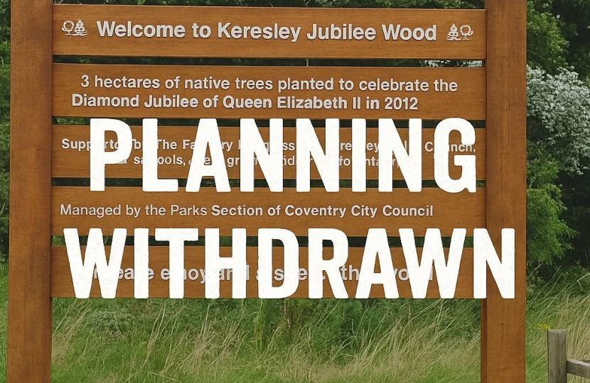 Planning Withdrawn to build houses on Jubilee Wood Fields 