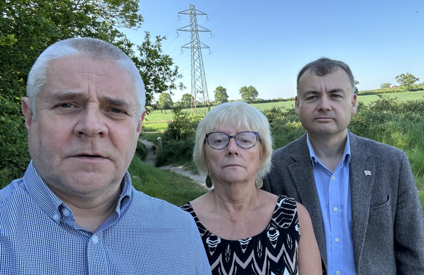 Councillors Peter Male, Julia Lepoidevin and Gary Ridley near Bannerbrook Park.