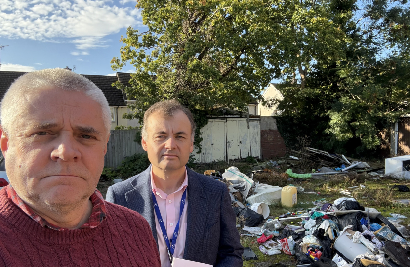 Cllr Peter Male with Cllr Gary Ridley reviewing fly-tipping in Tile Hill.