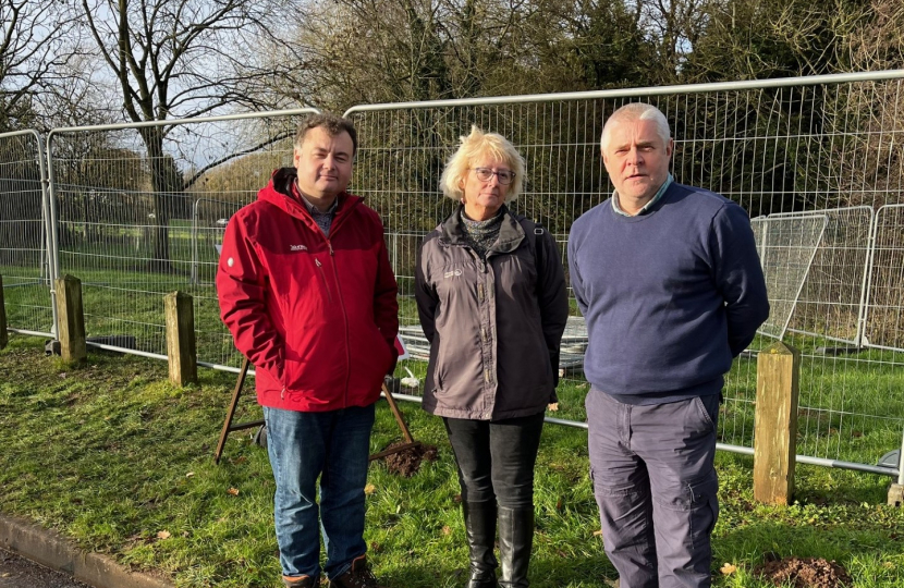 Cllr Gary Ridley with Cllr Julia Lepoidevin and Cllr Peter Male in Allesley Green