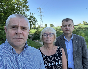 Councillors Peter Male, Julia Lepoidevin and Gary Ridley near Bannerbrook Park.