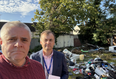 Cllr Peter Male with Cllr Gary Ridley reviewing fly-tipping in Tile Hill.